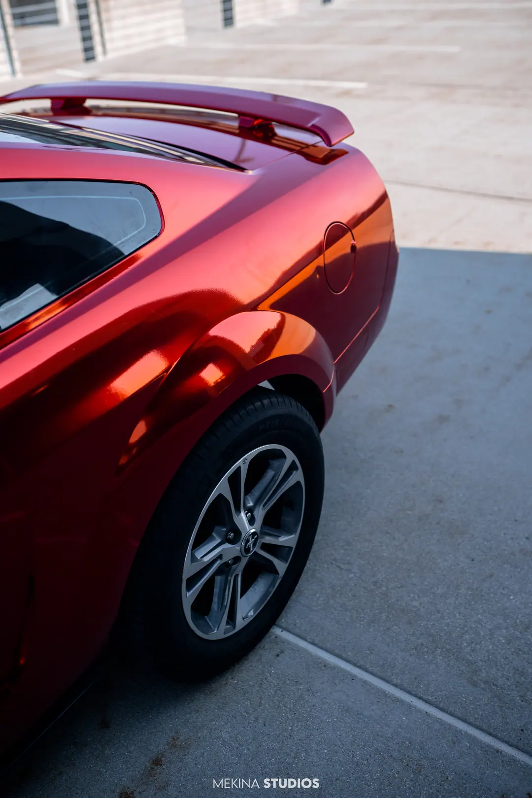 2005 Ford Mustang — Wrap in Chrome Red Metallic — frame 3