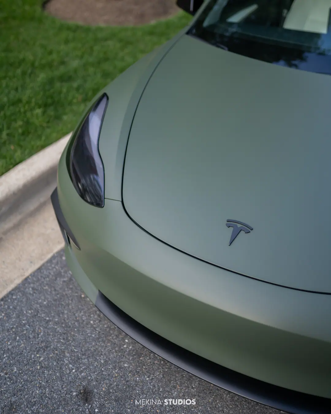 2021 Tesla Model 3 Performance — Wrap in Matte Military Green — frame 4